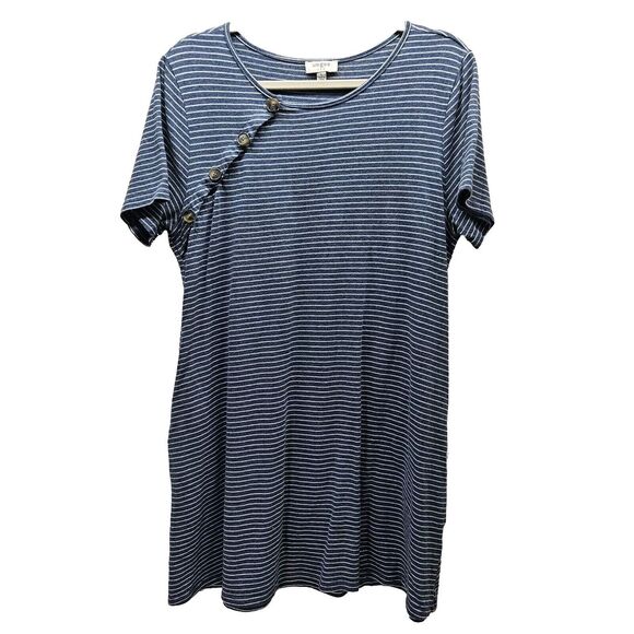 UMGEE Womens Blue Stripe Button Shirt Dress Large - Picture 1 of 7